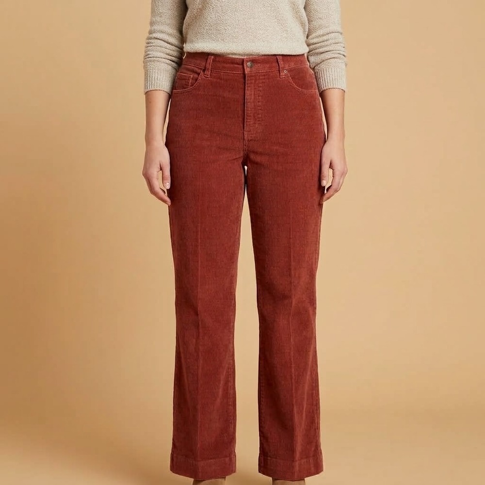 St.‎ John's Bay Stretch Boot Corduroy Pants Womens 10 Rust Red EUC